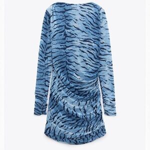 Zara blue zebra print dress w/tags